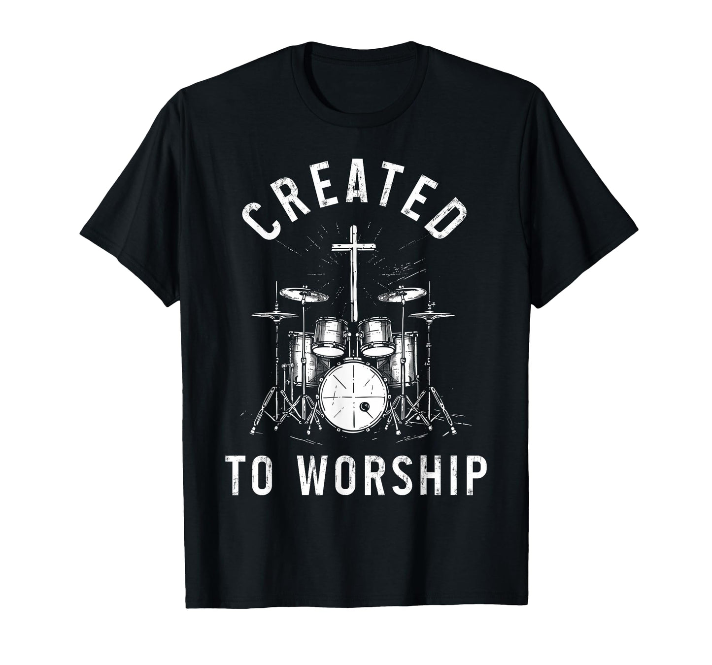 Christian Drummer Created To Worship Faith Cross Jesus T-Shirt