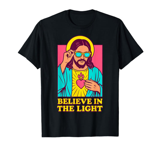 Christian Jesus Believe in The Light Anime Pop Art Purple T-Shirt