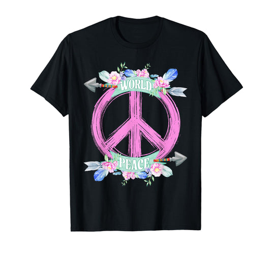 World Peace Day Peace Sign Floral International Day of Peace T-Shirt