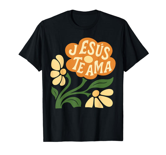 Jesus Te AMA Flor Jesus Loves You Boho Botánico Christian T-Shirt