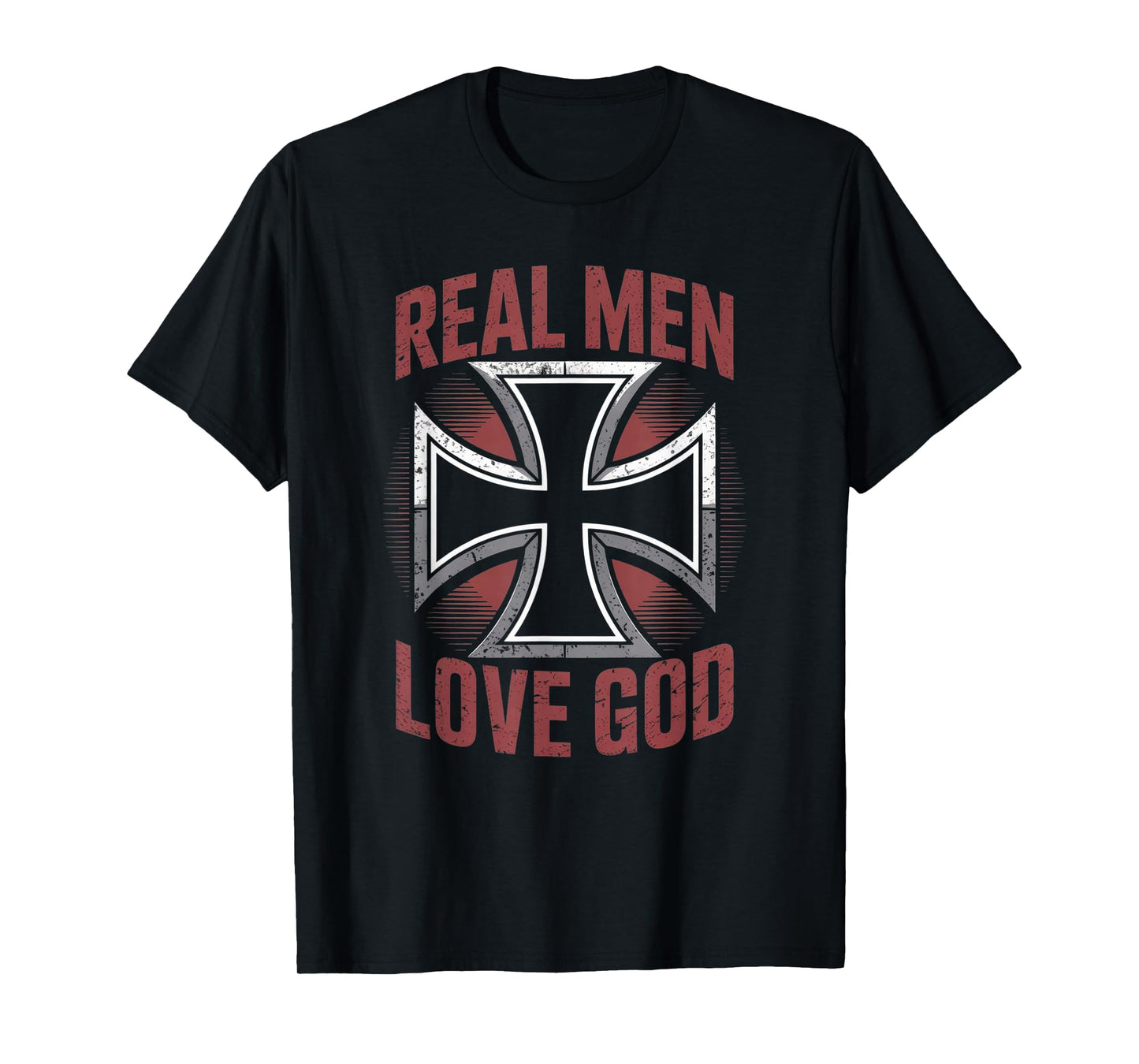 Retro Christian Cross Real Men Love God Matthew 22:37 T-Shirt