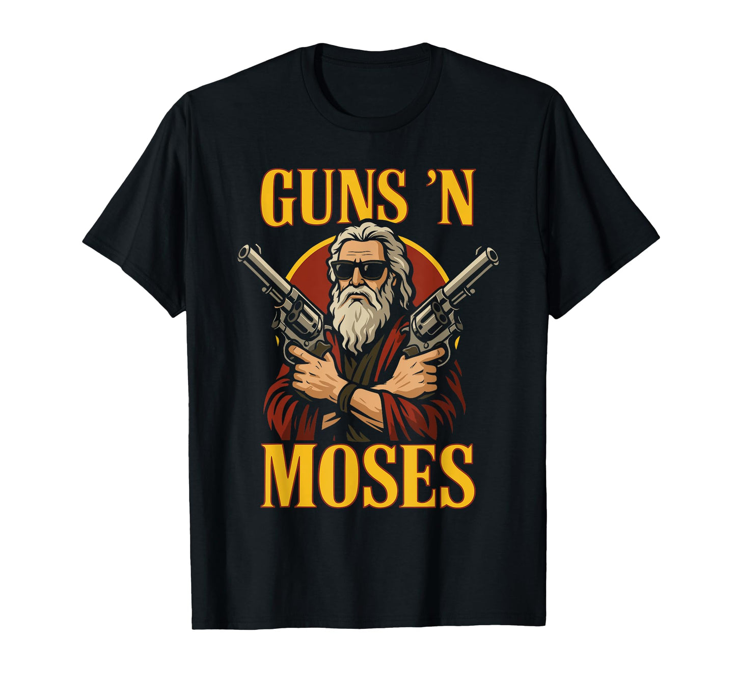 Guns N Moses - Funny Jewish Christian Bible Rock T-Shirt
