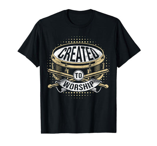 Drummer For Jesus Religious Drummer Gifts Christian Music T-Shirt, Unisex-Adults, Black, Small, Short Sleeve