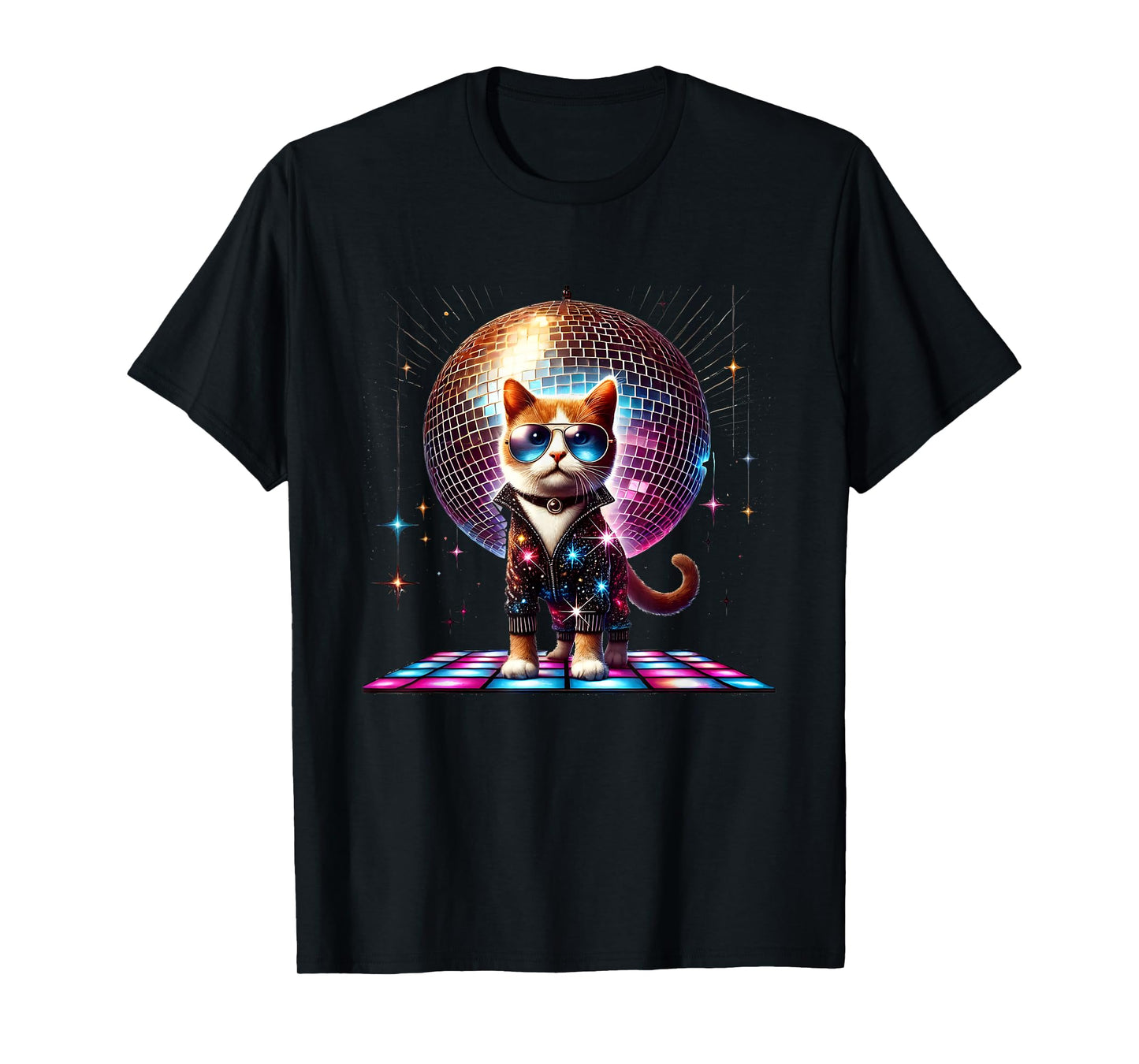 Dancing Cat Disco Ball Kitten Kitty Lover Funny Party Animal Men Women Kids T-Shirt