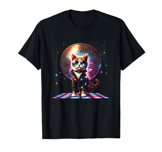 Dancing Cat Disco Ball Kitten Kitty Lover Funny Party Animal Men Women Kids T-Shirt