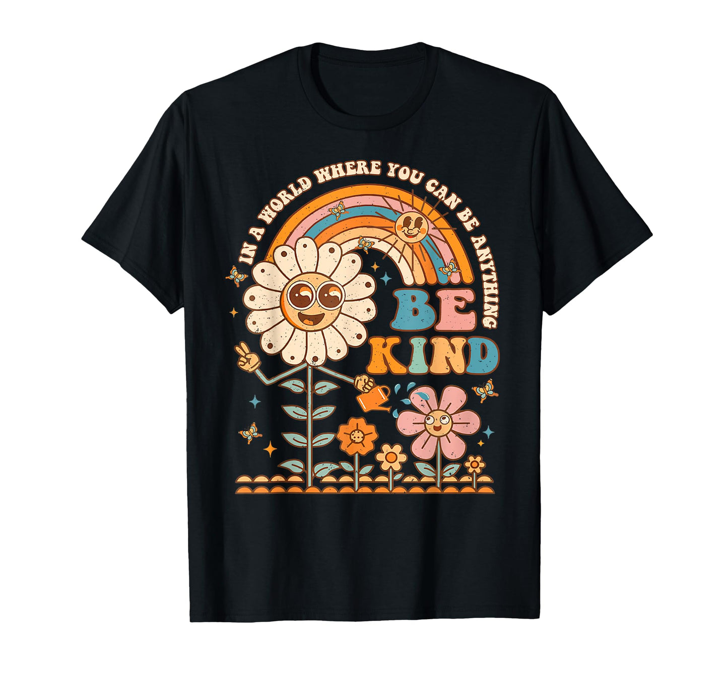 Be Kind Inspirational Positive Vibes Kindness Groovy Retro T-Shirt