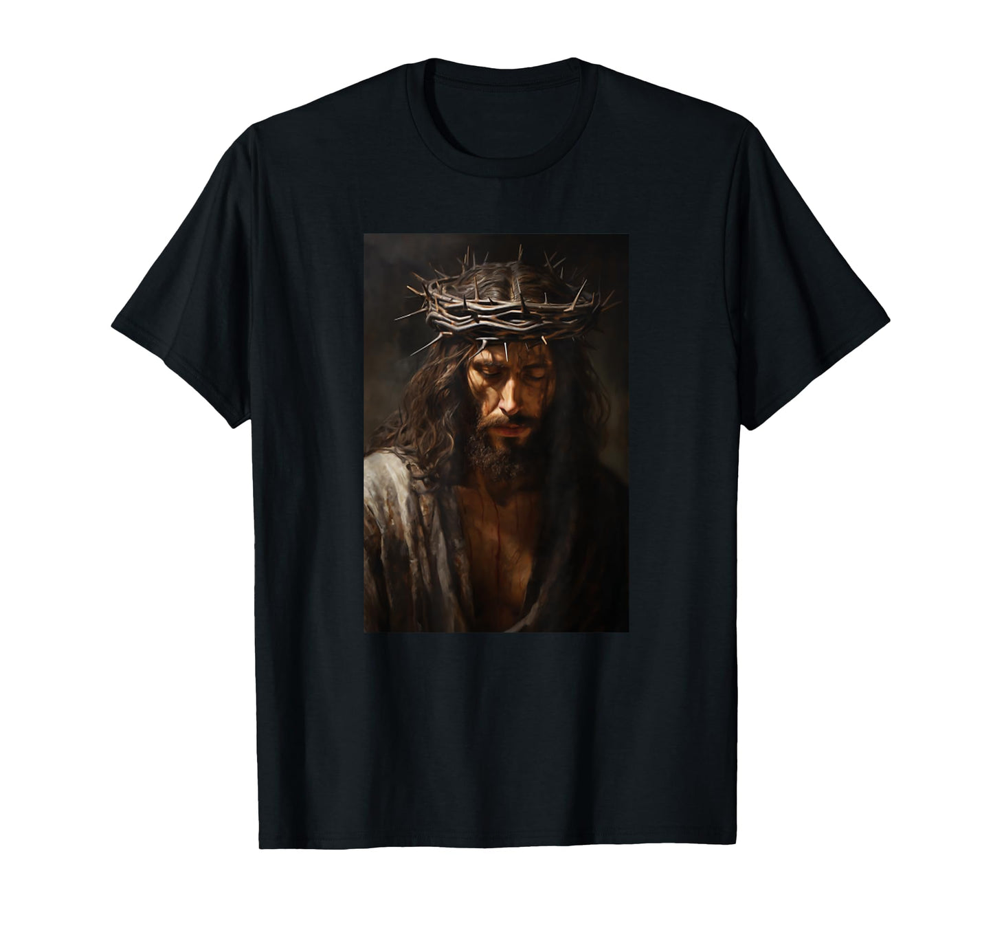 Vintage Jesus Christ Wearing Crown Of Thorns In Prayer T-Shirt