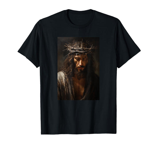 Vintage Jesus Christ Wearing Crown Of Thorns In Prayer T-Shirt