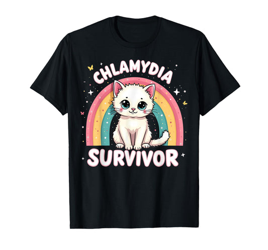 Chlamydia Survivor Cat Funny Adult Humor Inappropriate T-Shirt