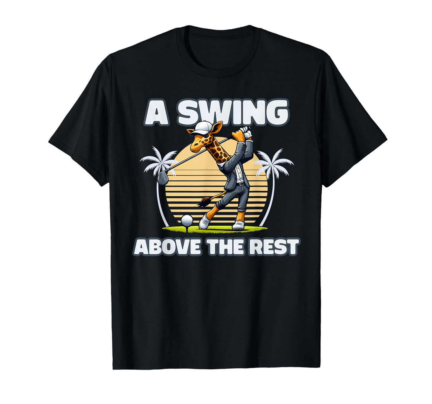 Giraffe Playing Golf Funny Animal Golfer Giraffe Golfing T-Shirt