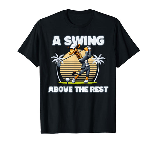 Giraffe Playing Golf Funny Animal Golfer Giraffe Golfing T-Shirt