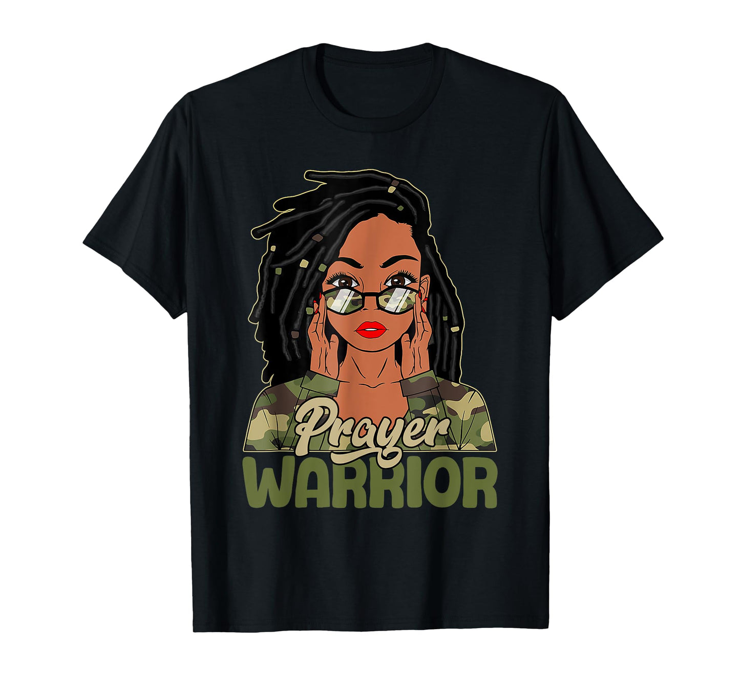 Praying Black Woman Afro Christian Sayings Prayer Warrior T-Shirt
