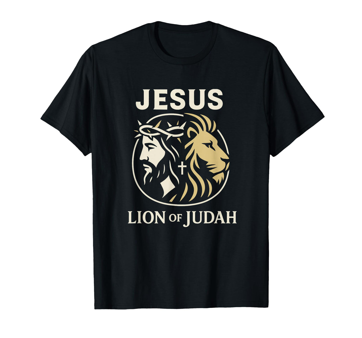 Jesus Lion of Judah Cross Emblem Christian Faith - Religious T-Shirt