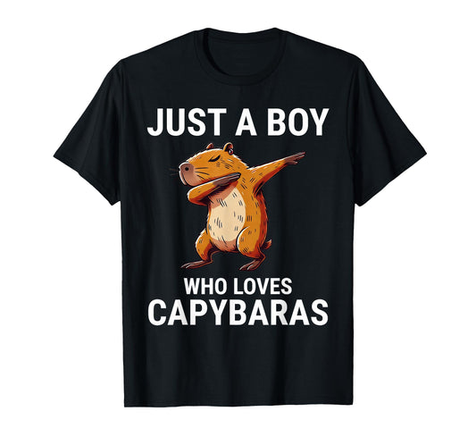 Just A Boy Who Loves Capybaras Cute Capybara Dabbing T-Shirt