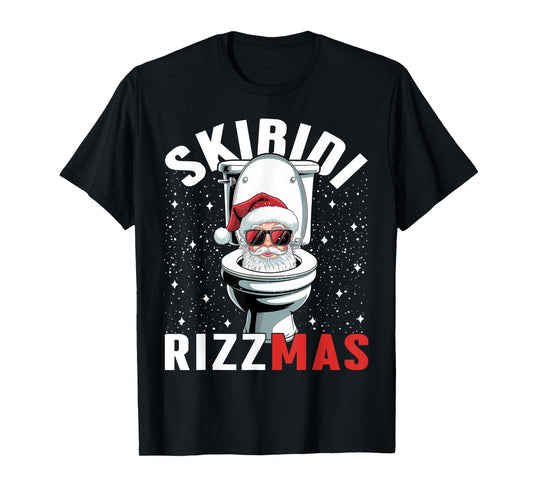 Funny Toilet Santa Skibidi Rizzmas White Elephant Christmas T-Shirt