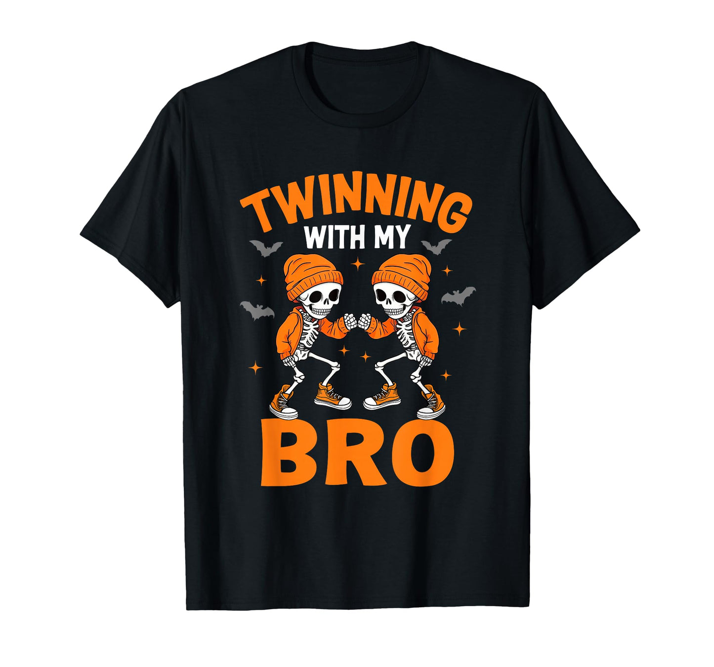 Twin Boys Twinning Halloween Best Friend Matching Skeleton T-Shirt