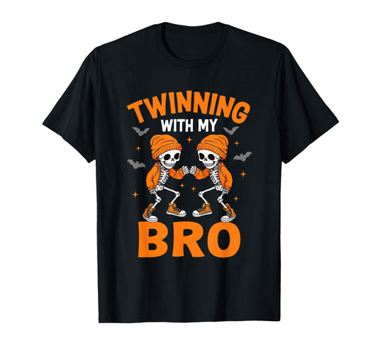 Twin Boys Twinning Halloween Best Friend Matching Skeleton T-Shirt