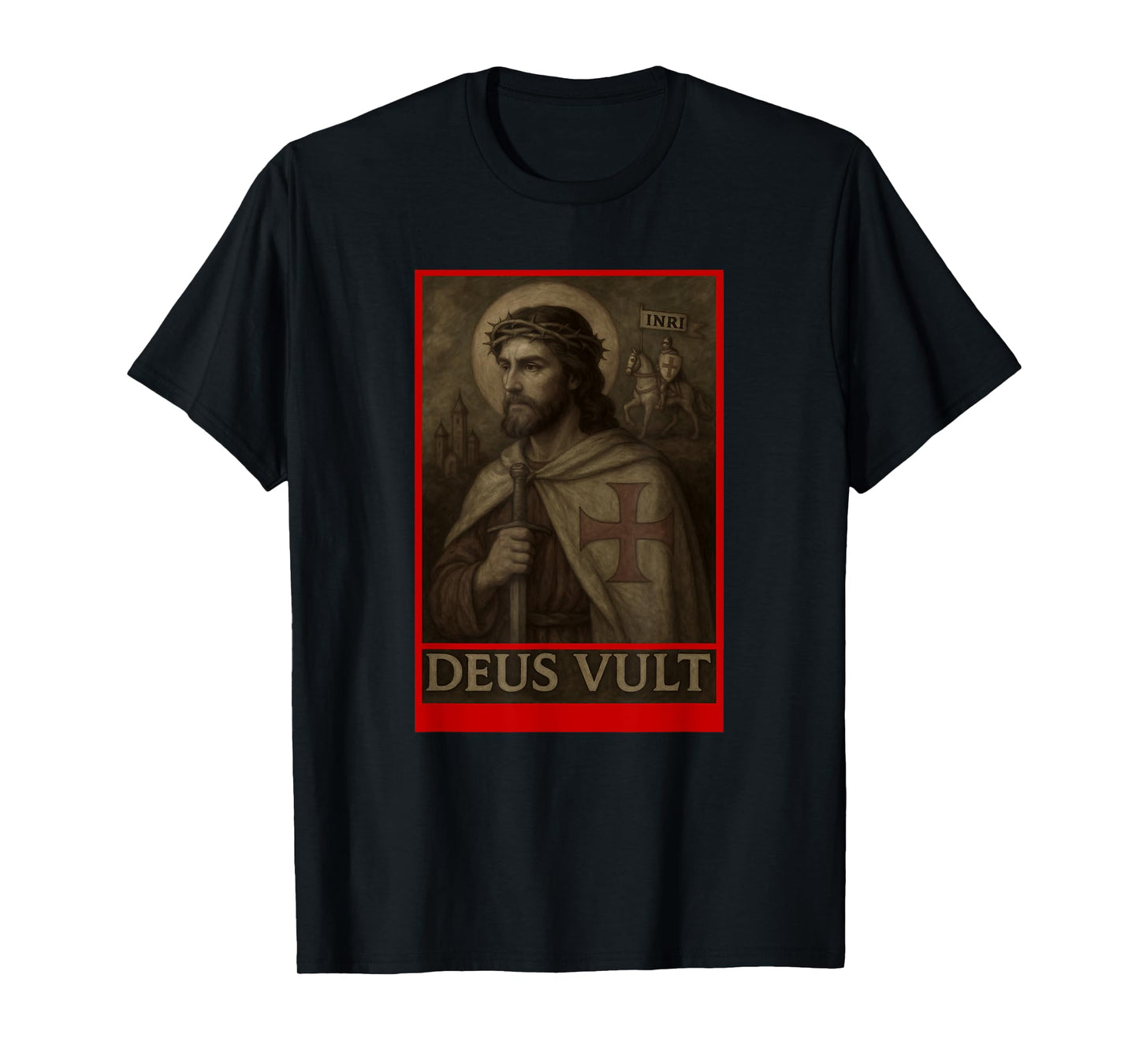 Jesus Knights Templar Crusades Deus Vult Crusaders T-Shirt