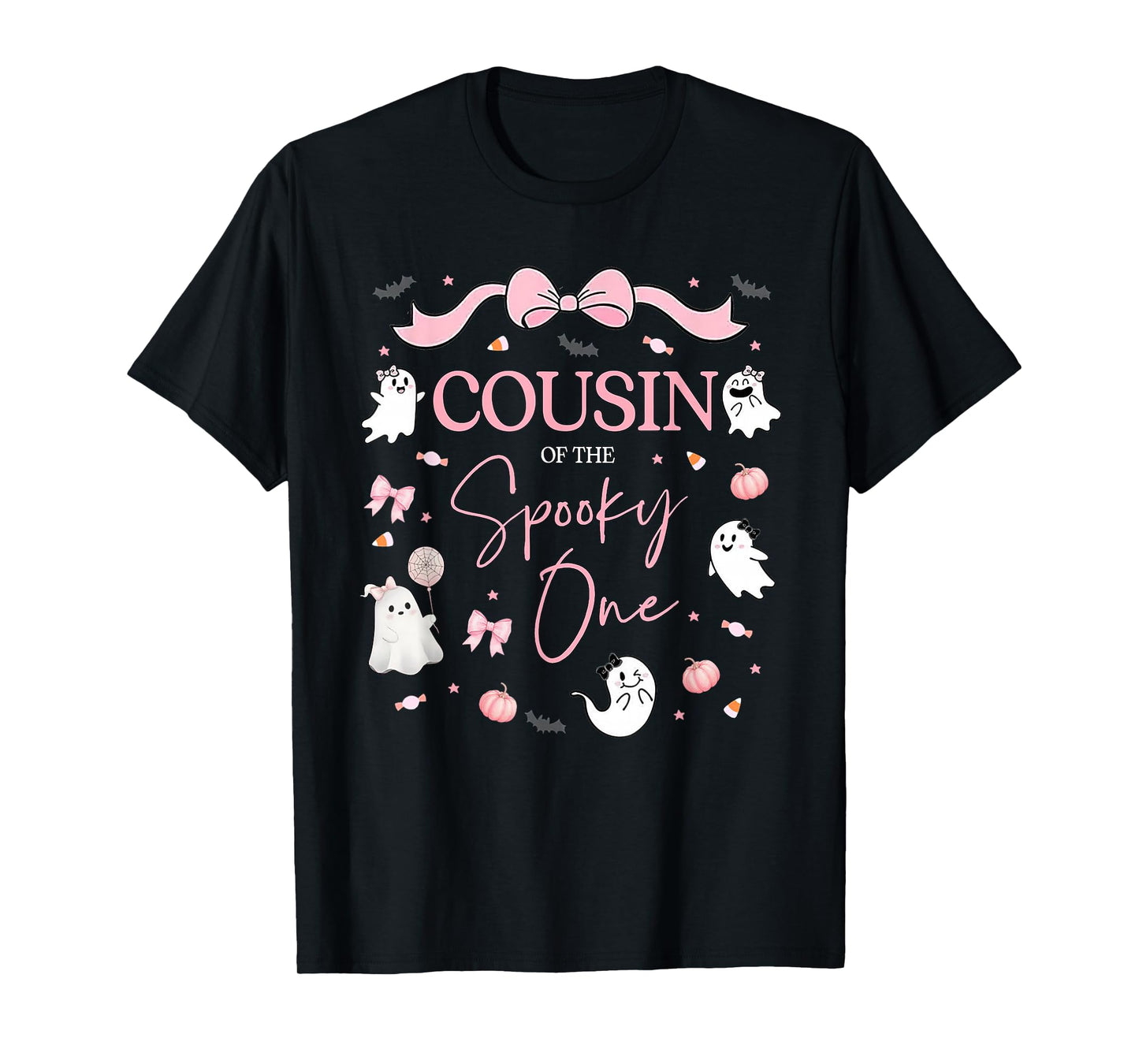 Cousin of The Spooky One Birthday Girl Pink Bow Halloween T-Shirt