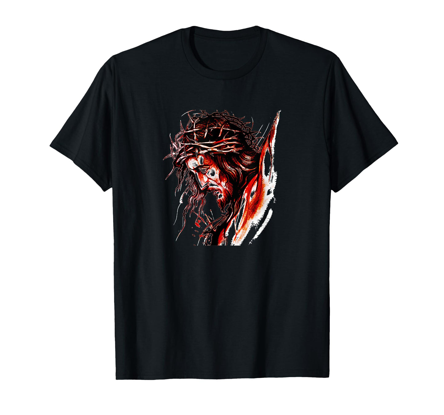 Vintage The Face of Jesus with Crown Drawing Graphic T-Shirt