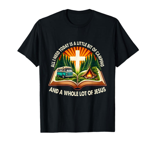 Camping and Jesus Outdoors Faith Bible Campfire Apparel T-Shirt