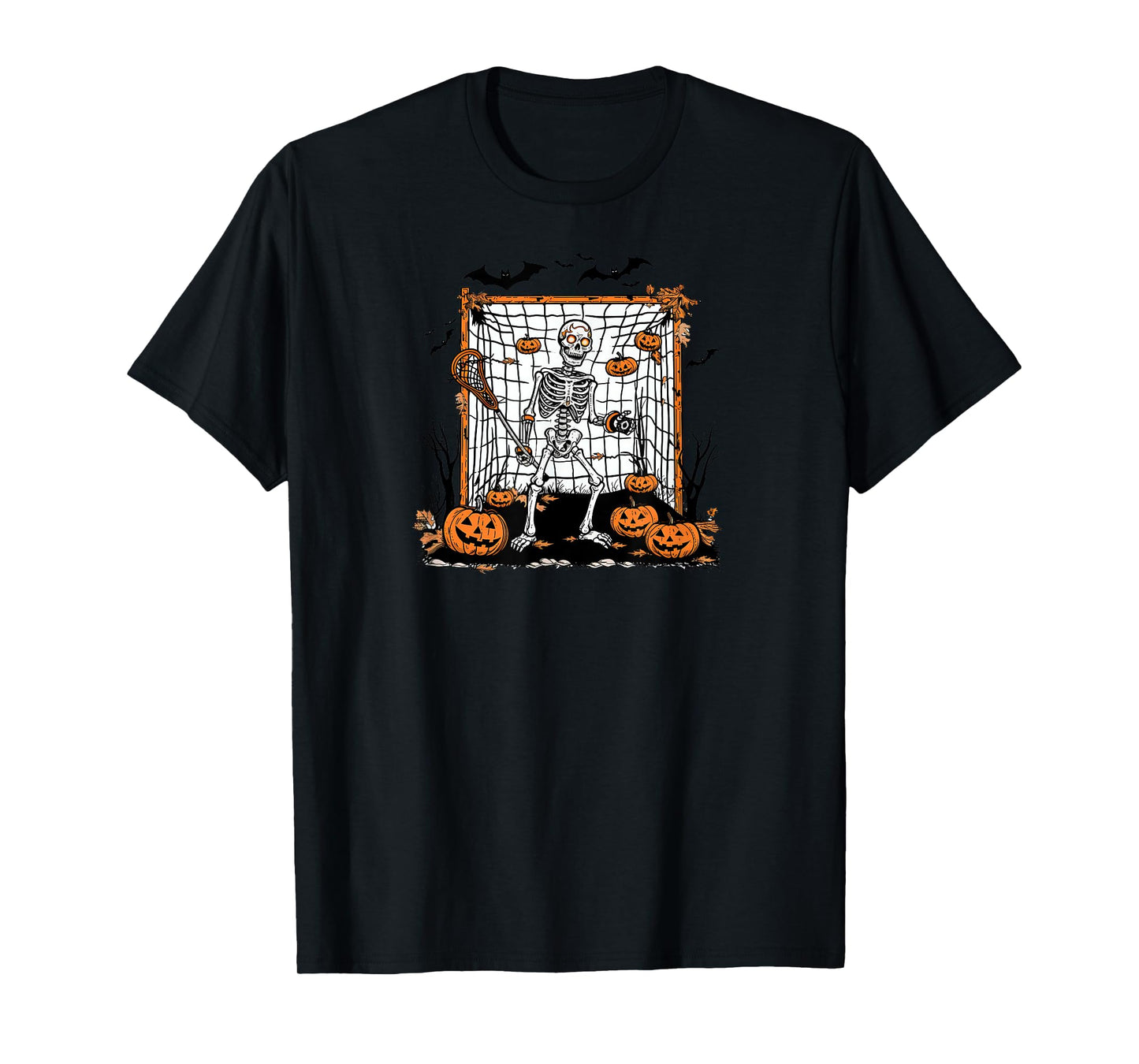 Halloween Lacrosse Skeleton Goalie T-Shirt