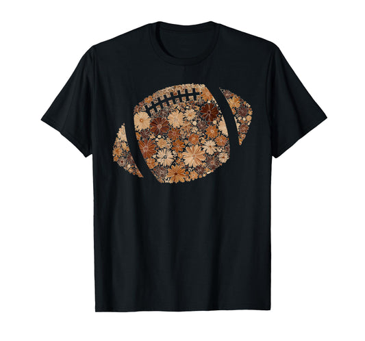 Game Day Fall Vibes Floral Fall Football T-Shirt