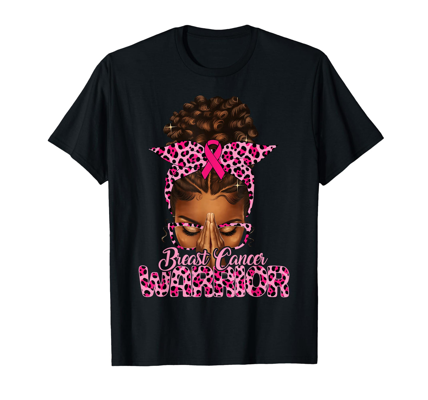 Breast Cancer Warrior Praying Black Women Afro Christian T-Shirt