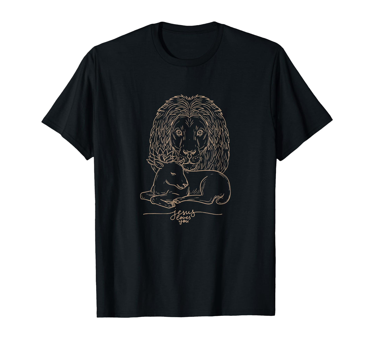 Vintage Jesus Loves The Lion and The Lamb Christ Faith T-Shirt