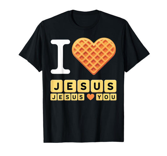 I Love Jesus Waffle Heart T-Shirt