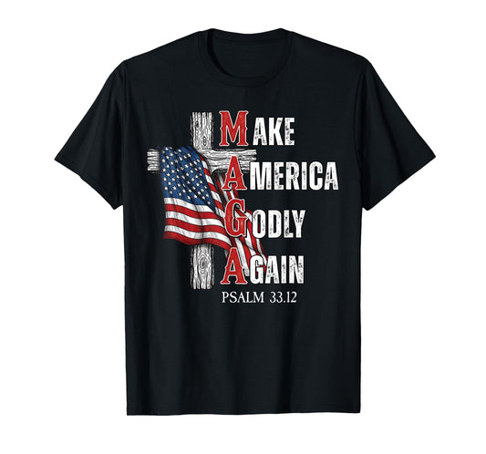 Jesus Make America Godly Again American Patriot Christian T-Shirt
