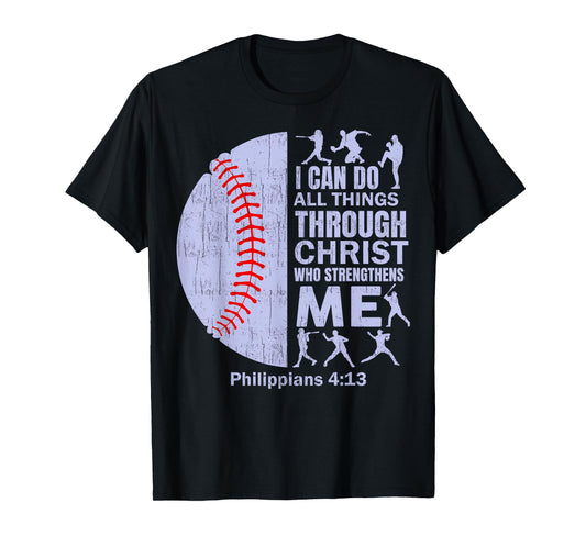 Christian Baseball T Shirt Christ Bible Verse Men Boys Kids T-Shirt