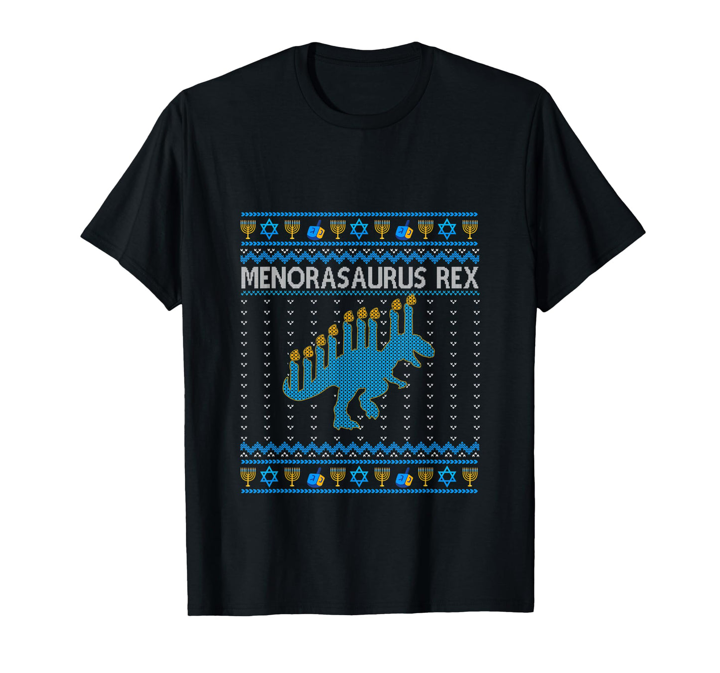 Menorasaurus Rex Trex Menorah Ugly Hanukkah tee Funny christ T-Shirt