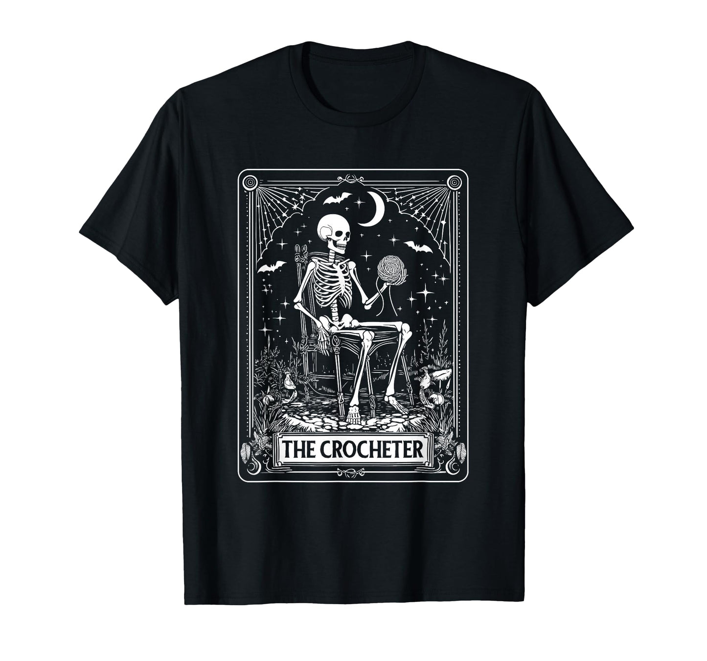 Skeleton The Crocheter Tarot Card Knitter Crochet Lover T-Shirt