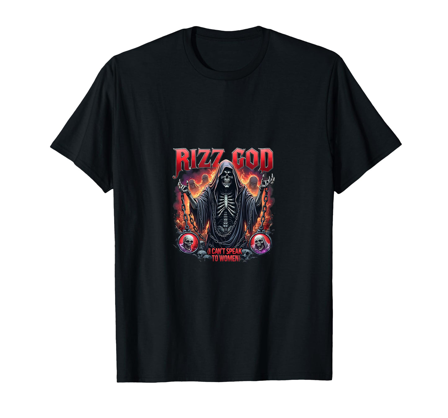 Funny Rizz God Meme Skeleton Gothic Style T-Shirt