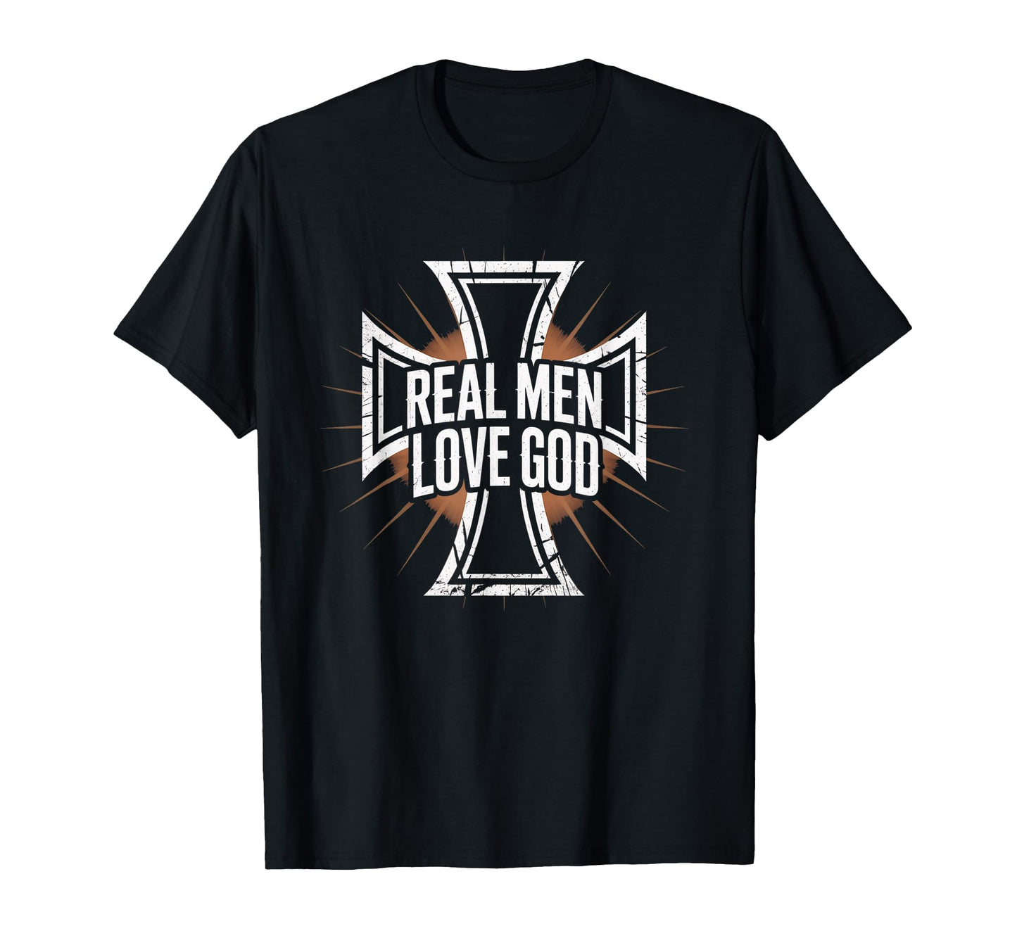 Christian Faith Real Men Love God Cross Design T-Shirt