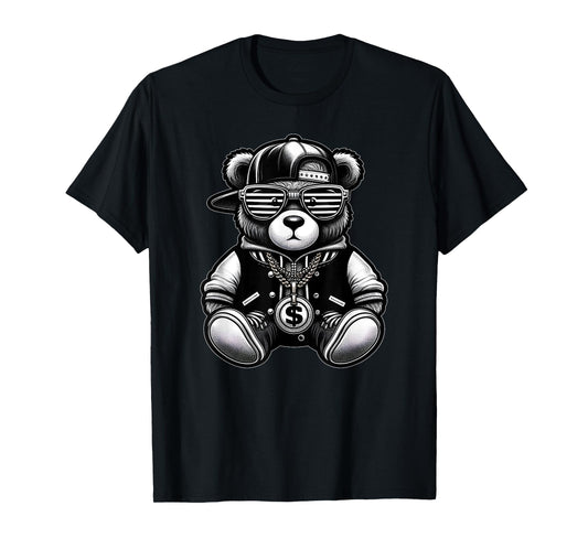 Funny Hip Hop Teddy Bear 90s Graffiti Art Rap Lover Gangsta T-Shirt