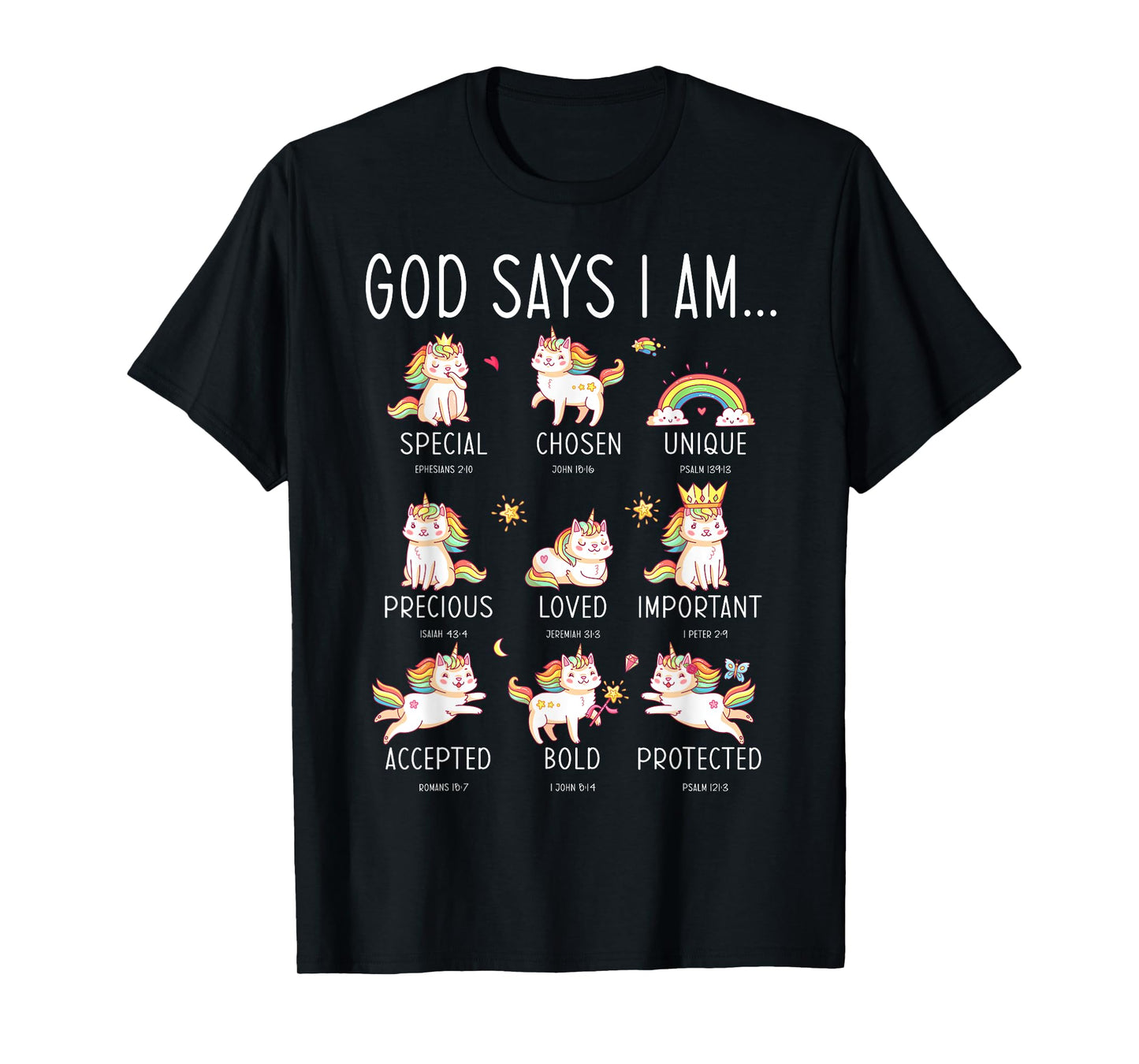 God says I Am Christian Jesus Bible Verse Unicorn girls T-Shirt