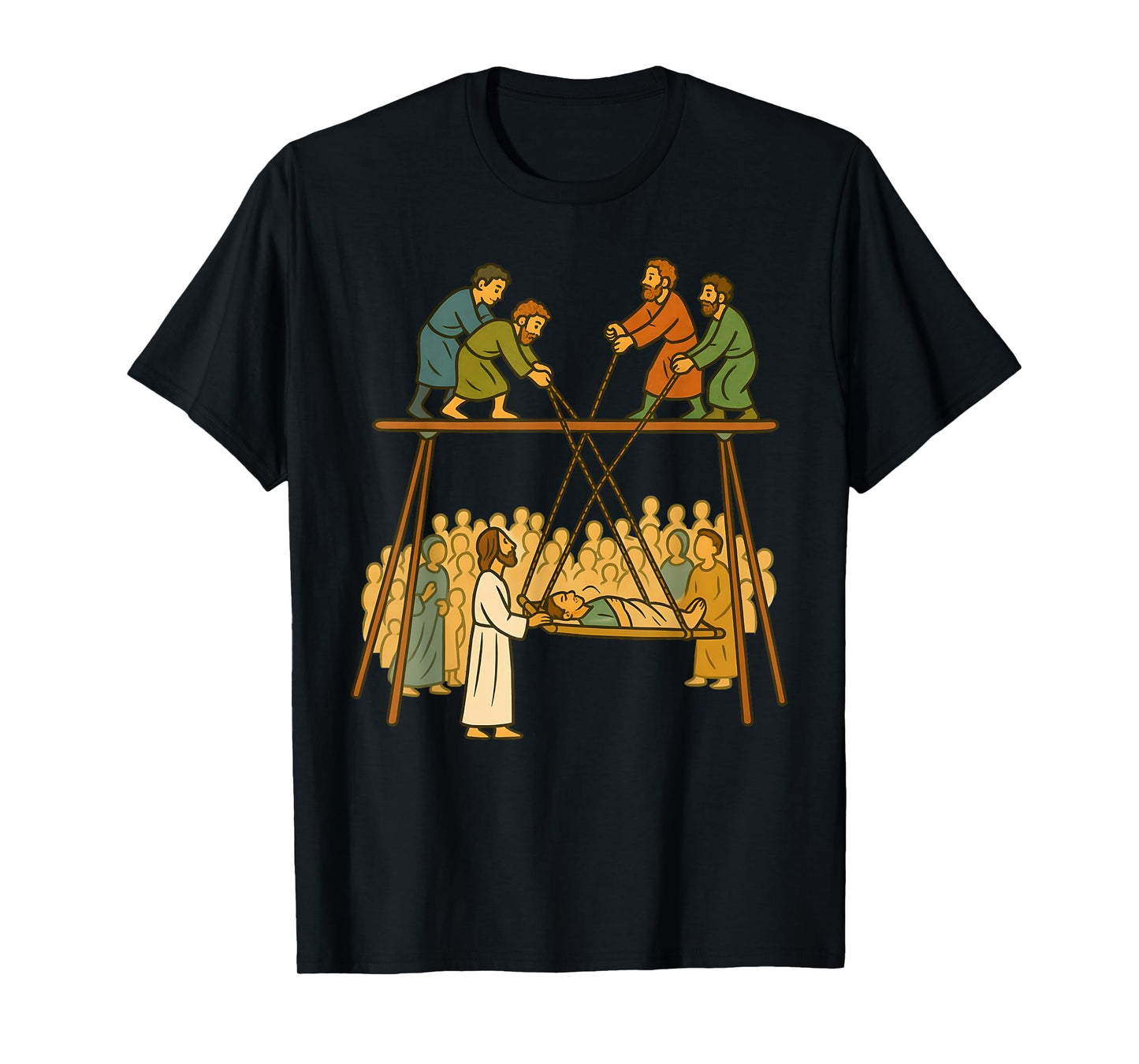 Faith of Four Jesus Heals the Paralyzed Man Christian Story T-Shirt