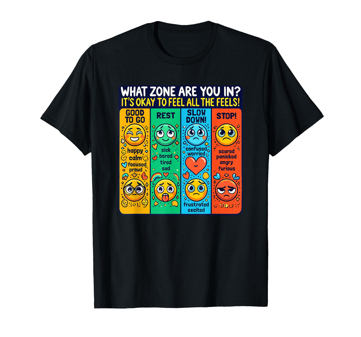 What Zone Are You In? Emotions and Feelings Awareness T-Shirt