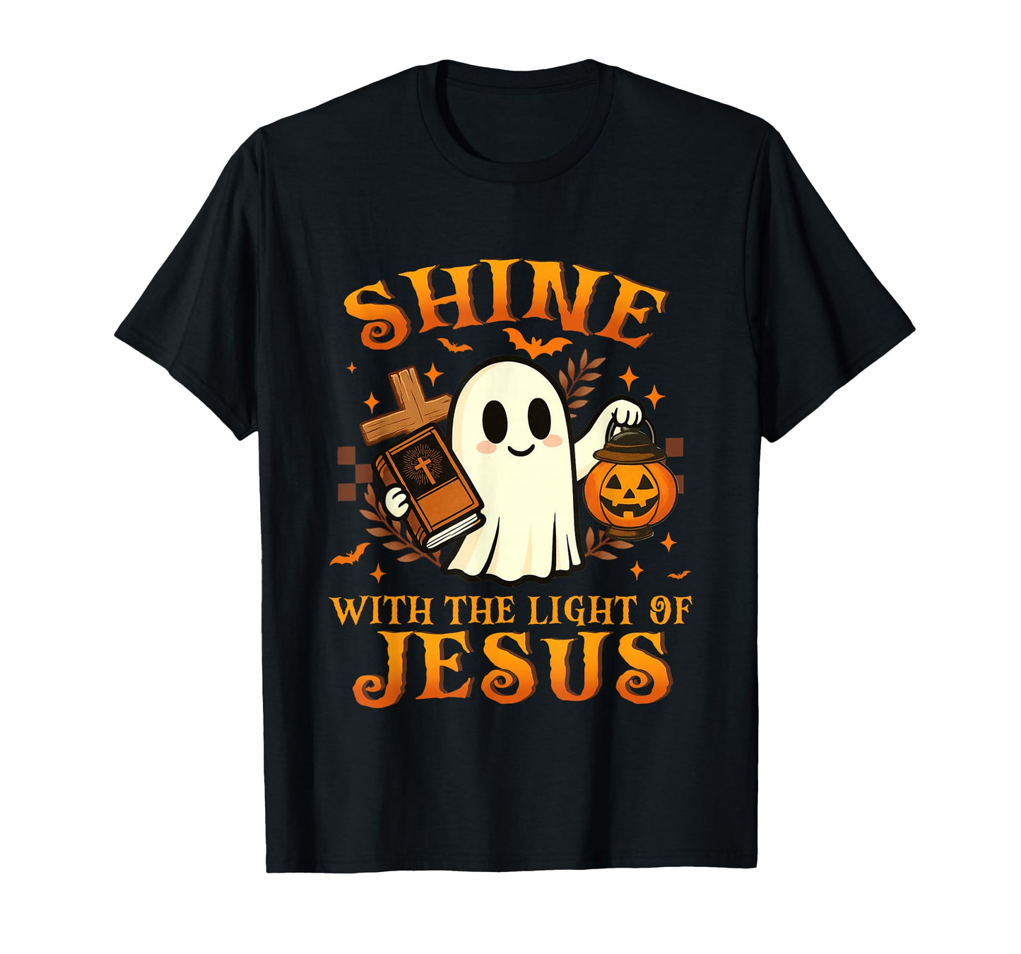 Shine with The Light of Jesus Christian Halloween Pumpkin T-Shirt