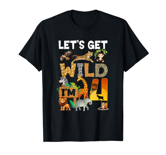 4 Year Old Zoo Birthday Safari Jungle Animal 4Th Bday T-Shirt