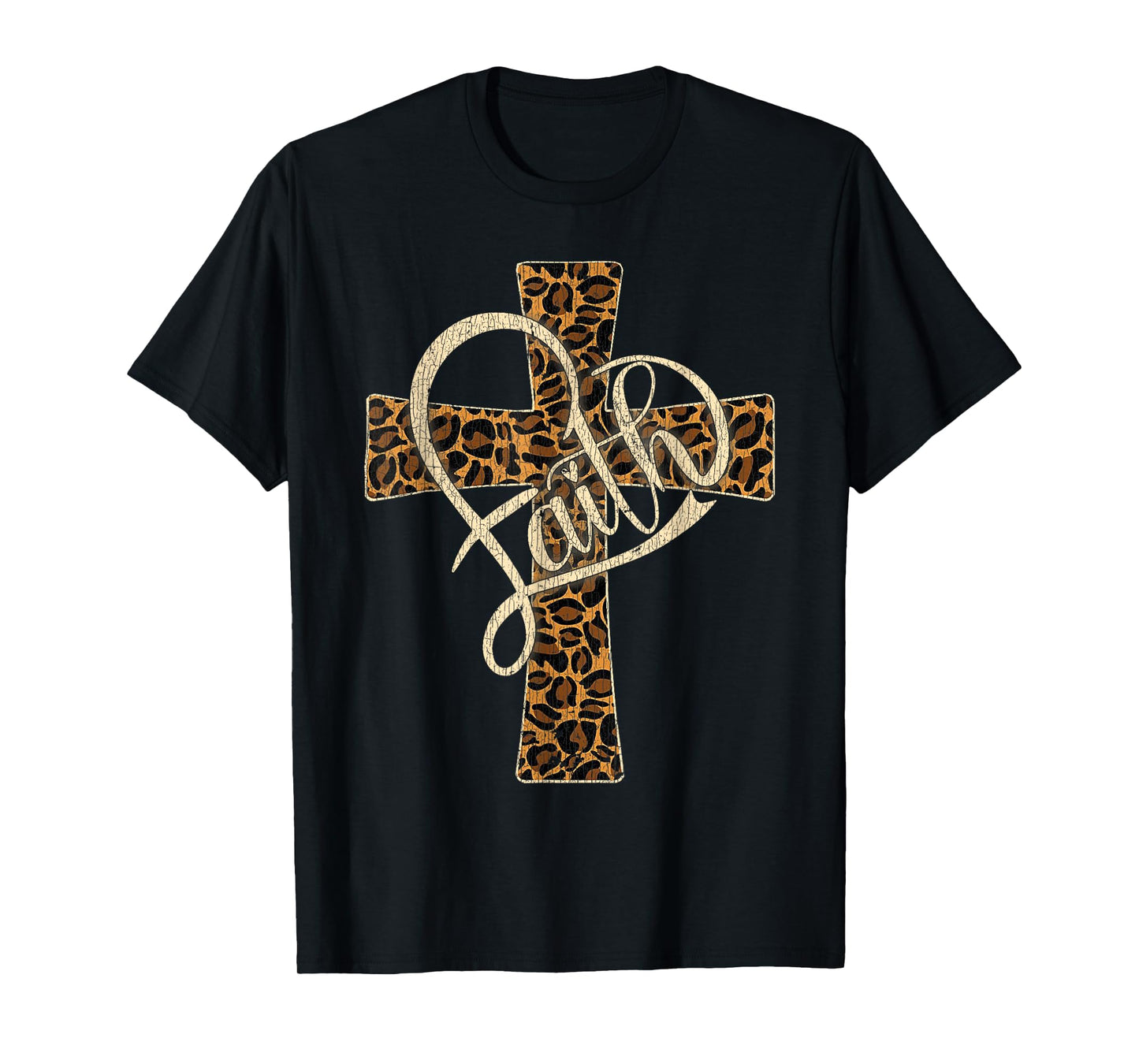 Vintage Faith Christian Men Womens Leopard Cheetah Print T-Shirt