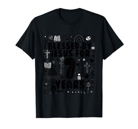 Kids BLESSED BY JESUS FOR 7 YEARS Birthday T-Shirt