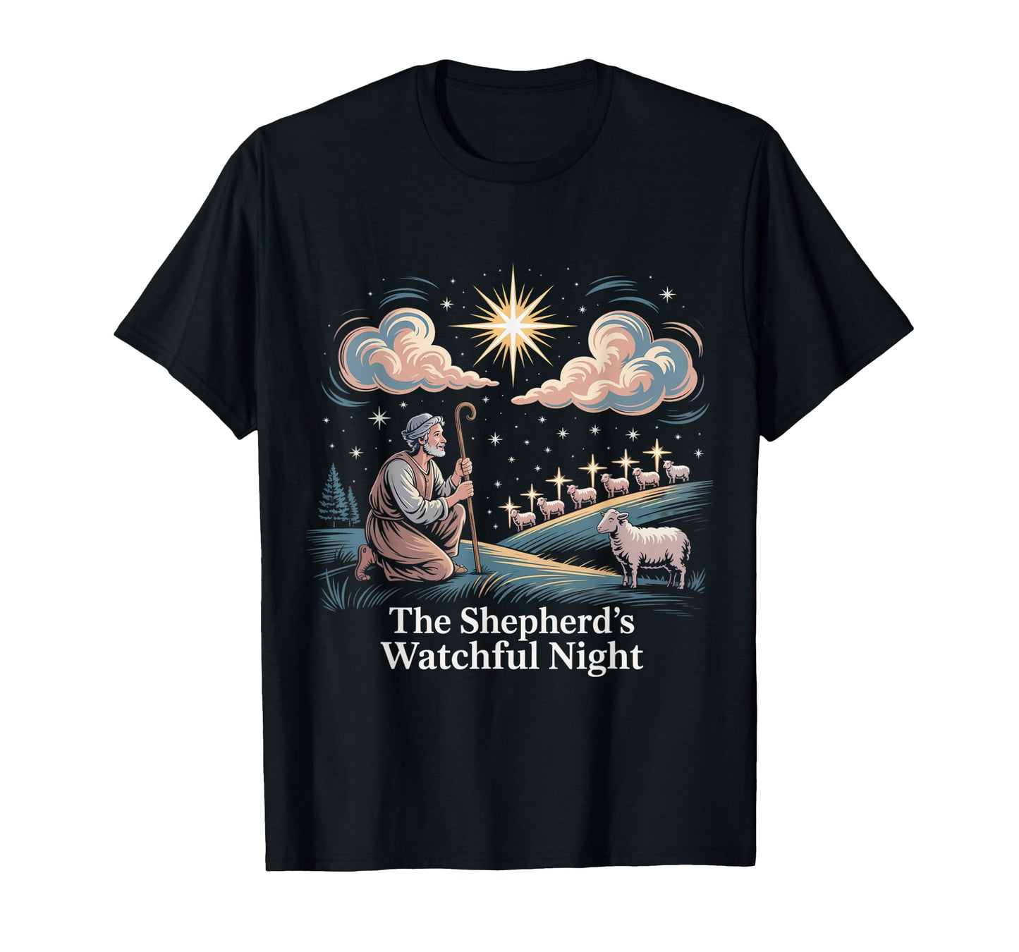 The Shepherd’s Watchful Night Nativity Design T-Shirt