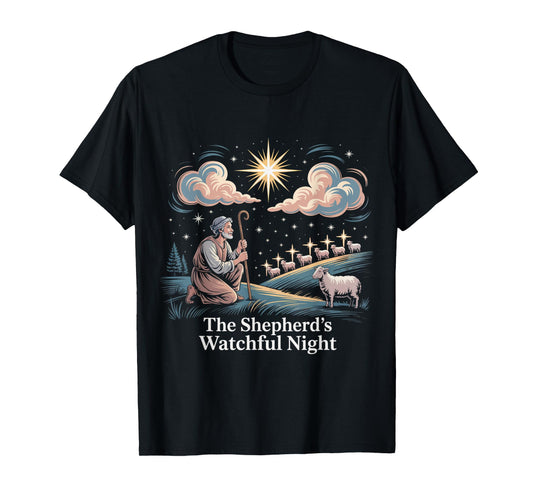 The Shepherd’s Watchful Night Nativity Design T-Shirt