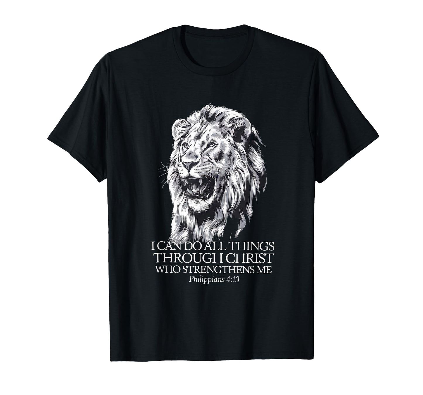 Christian Tshirt Philippians 4:13 Religious Lion Strengthens T-Shirt