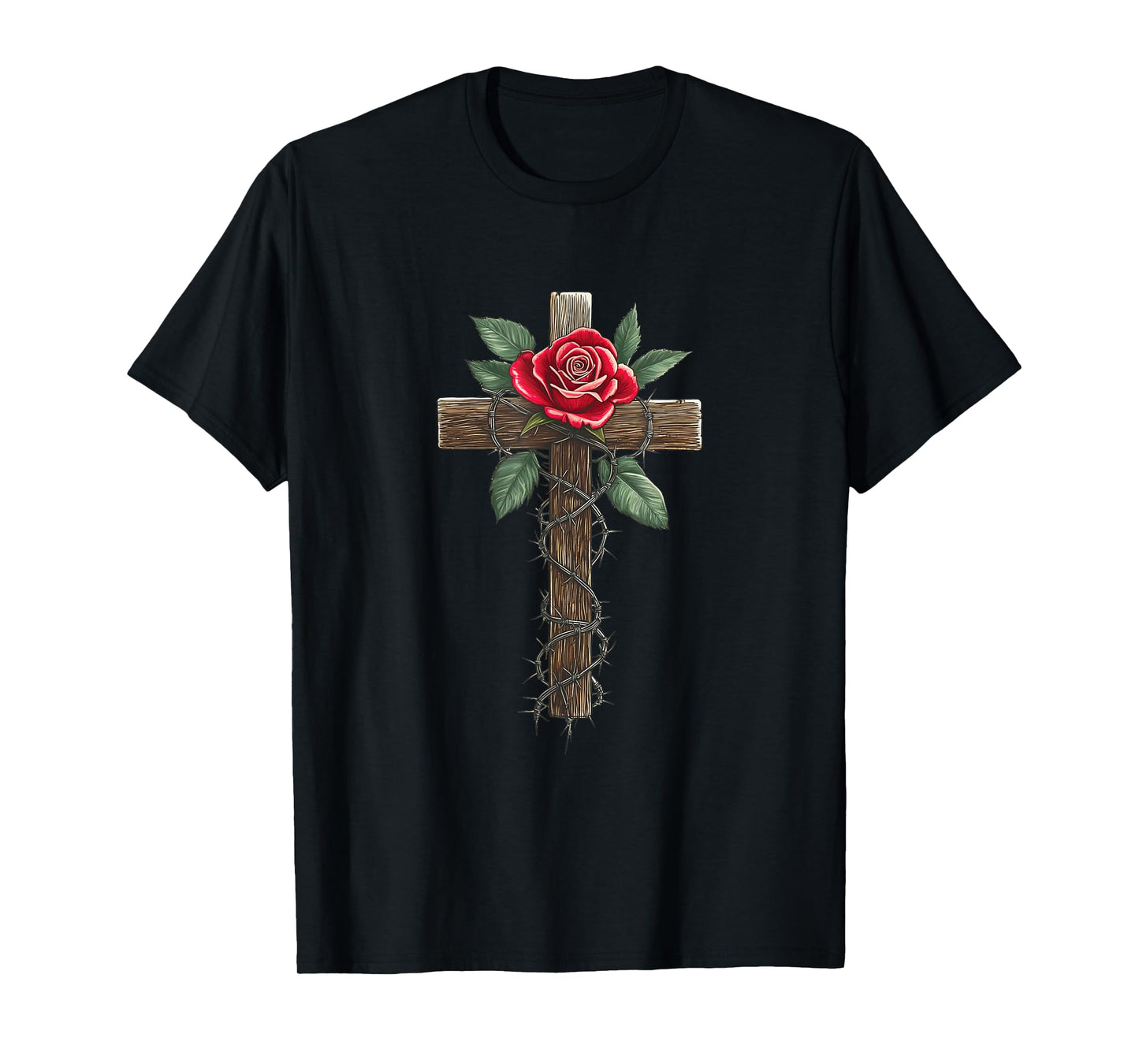 Cross with Rose and Thorns T-Shirt