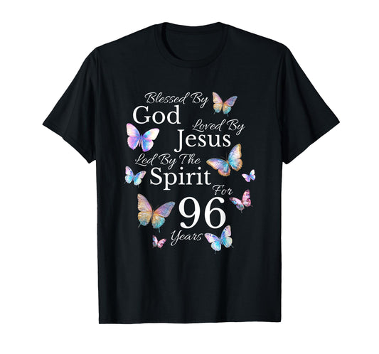Blessed By God Loved By Jesus For 96 Years Old 96th Birthday T-Shirt