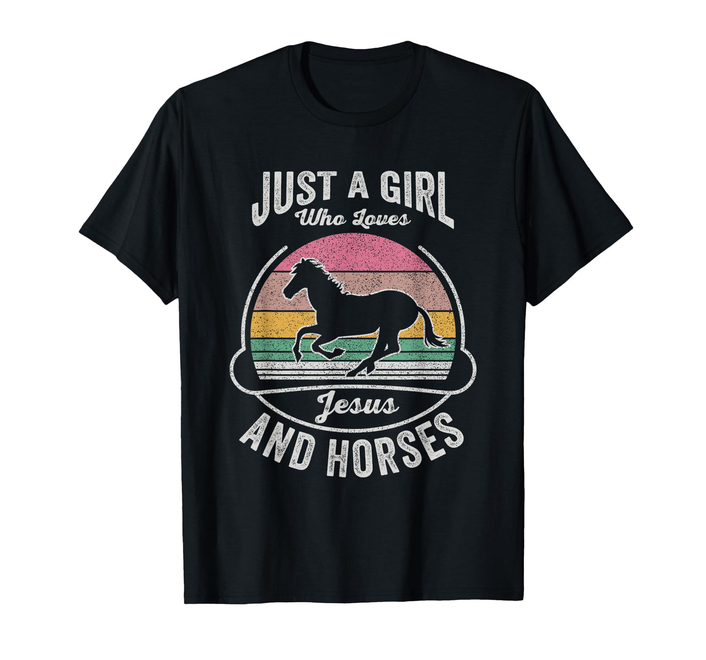 Jesus And Horse Retro Just A Girl Who Loves Jesus And Horses T-Shirt